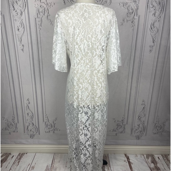 Bohemian White Lace Swimsuit Kimono Beach Dress Coverup - Picture 4 of 7